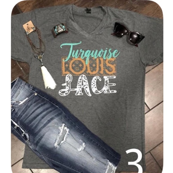 Turquoise Louis and lace tshirt - Picture 1 of 1